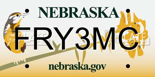 FRY3MC Nebraska License Plate