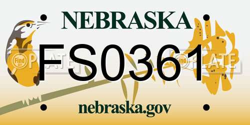 FS0361 Nebraska License Plate