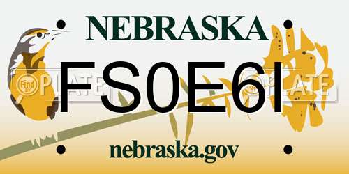 FS0E6I Nebraska License Plate