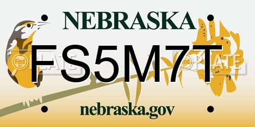 FS5M7T Nebraska License Plate