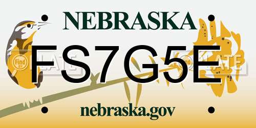FS7G5E Nebraska License Plate