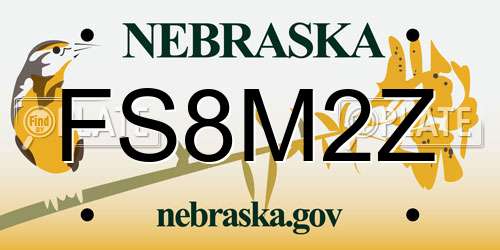 FS8M2Z Nebraska License Plate
