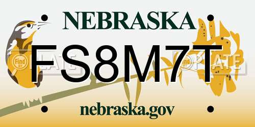 FS8M7T Nebraska License Plate