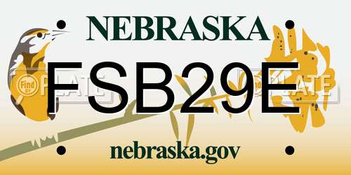 FSB29E Nebraska License Plate