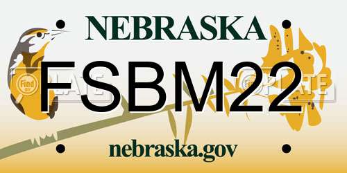 FSBM22 Nebraska License Plate