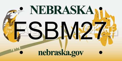 FSBM27 Nebraska License Plate