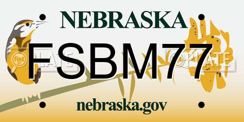 FSBM77 Nebraska License Plate
