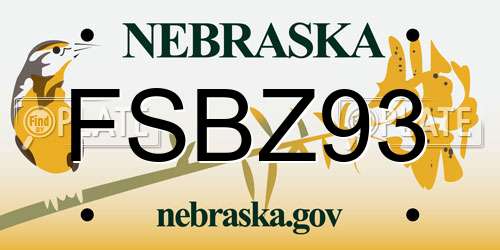 FSBZ93 Nebraska License Plate