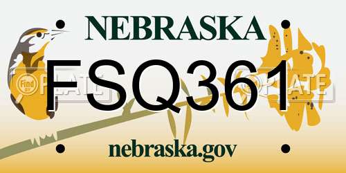 FSQ361 Nebraska License Plate