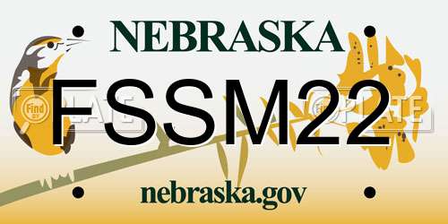 FSSM22 Nebraska License Plate