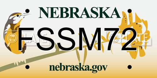 FSSM72 Nebraska License Plate