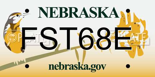 FST68E Nebraska License Plate