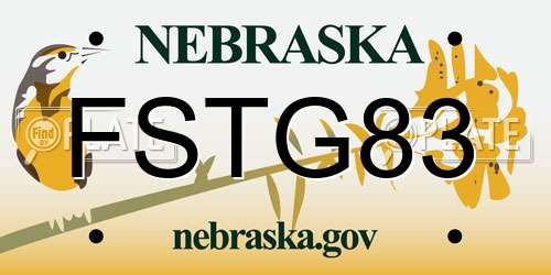 FSTG83 Nebraska License Plate
