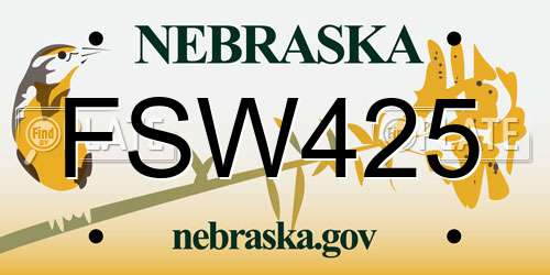 FSW425 Nebraska License Plate