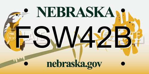 FSW42B Nebraska License Plate