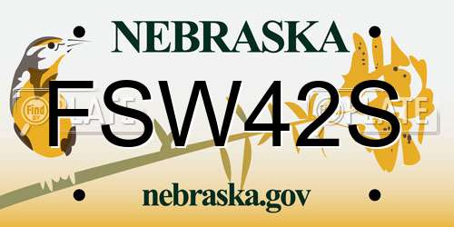 FSW42S Nebraska License Plate