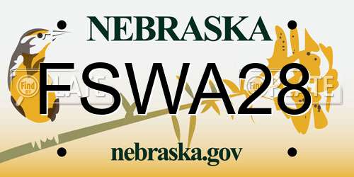FSWA28 Nebraska License Plate