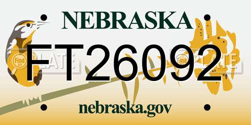 FT26092 Nebraska License Plate