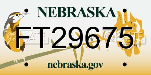 FT29675 Nebraska License Plate