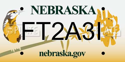 FT2A3I Nebraska License Plate