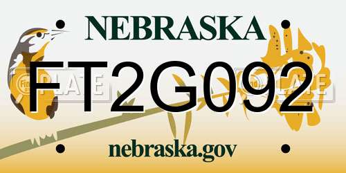 FT2G092 Nebraska License Plate