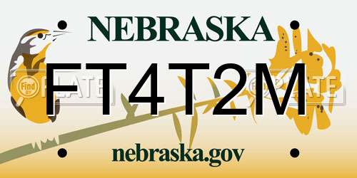 FT4T2M Nebraska License Plate