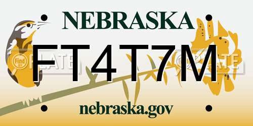 FT4T7M Nebraska License Plate