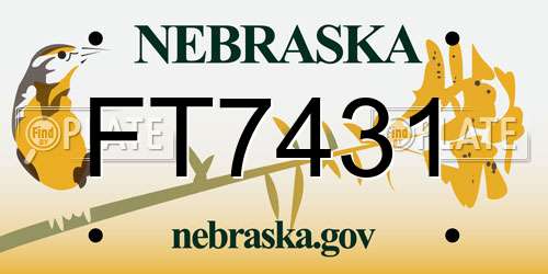 FT7431 Nebraska License Plate