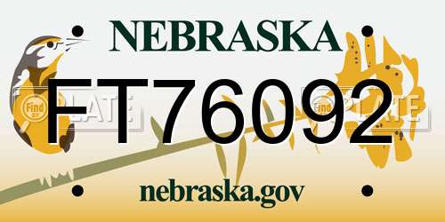 FT76092 Nebraska License Plate