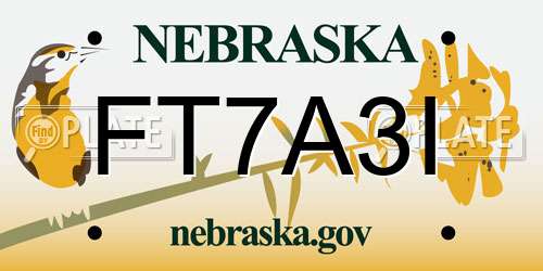 FT7A3I Nebraska License Plate