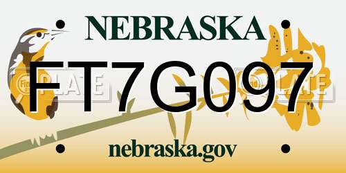 FT7G097 Nebraska License Plate