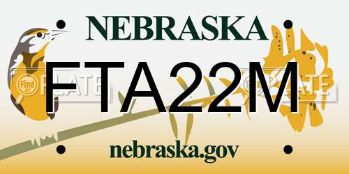FTA22M Nebraska License Plate