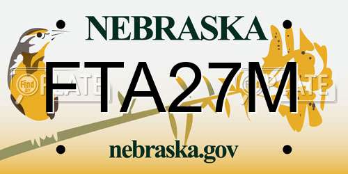 FTA27M Nebraska License Plate