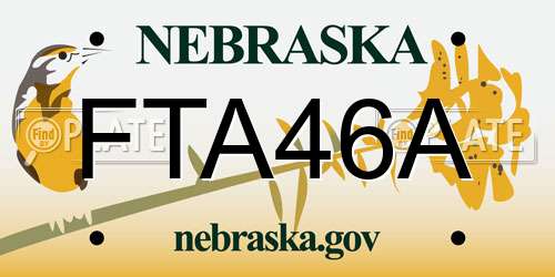 FTA46A Nebraska License Plate
