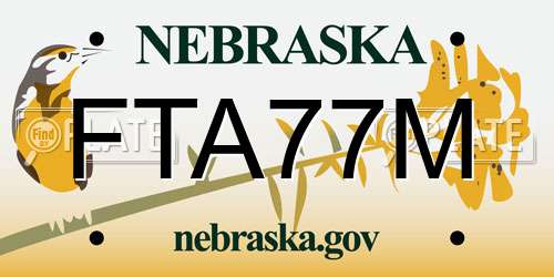 FTA77M Nebraska License Plate