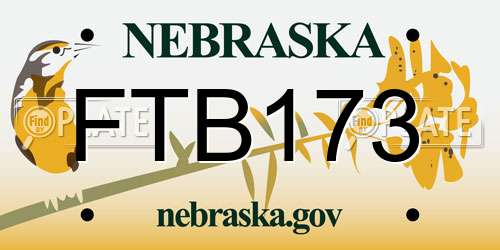 FTB173 Nebraska License Plate