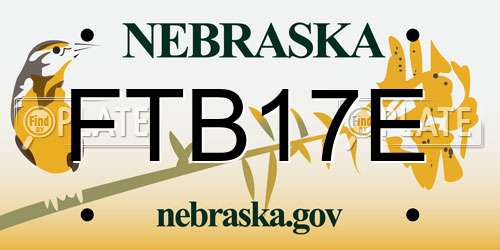 FTB17E Nebraska License Plate