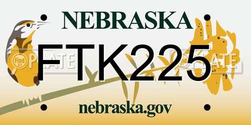 FTK225 Nebraska License Plate