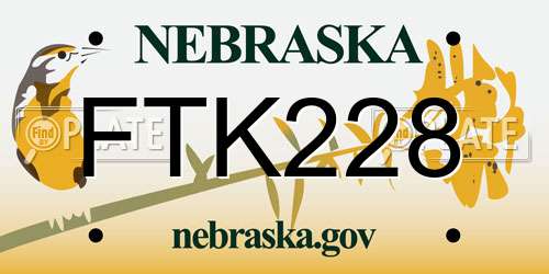 FTK228 Nebraska License Plate