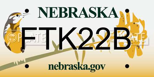FTK22B Nebraska License Plate