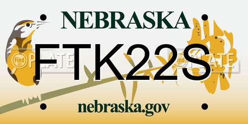 FTK22S Nebraska License Plate