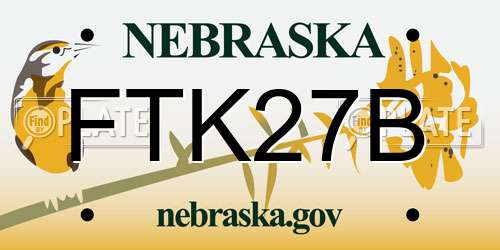 FTK27B Nebraska License Plate