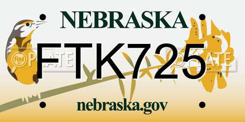 FTK725 Nebraska License Plate
