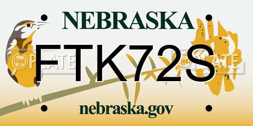 FTK72S Nebraska License Plate