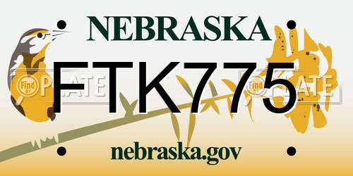FTK775 Nebraska License Plate
