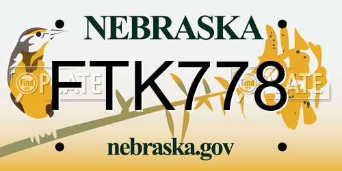 FTK778 Nebraska License Plate