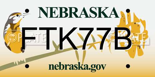 FTK77B Nebraska License Plate