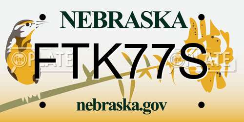 FTK77S Nebraska License Plate