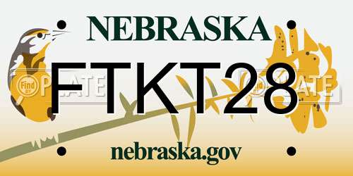 FTKT28 Nebraska License Plate