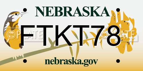 FTKT78 Nebraska License Plate